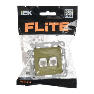 FLITE Розетка 2-местная компьютерная RJ45 категория 5Е UTP оливковый