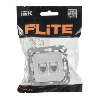 FLITE Розетка 2-местная компьютерная RJ45 категория 5Е UTP жемчуг