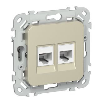 FLITE Розетка 2-местная компьютерная RJ45 категория 5Е UTP шампань