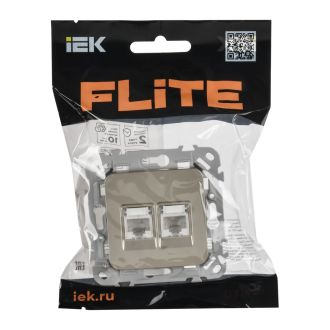 FLITE Розетка 2-местная компьютерная RJ45 категория 5Е UTP шампань