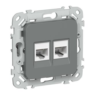 FLITE Розетка 2-местная компьютерная RJ45 категория 5Е UTP мокрый асфальт
