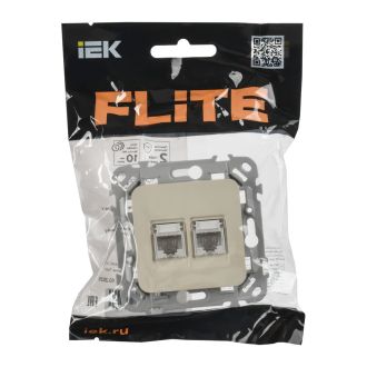 FLITE Розетка 2-местная компьютерная RJ45 категория 5Е UTP сливочный