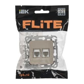 FLITE Розетка 2-местная компьютерная RJ45 категория 5Е UTP льняной