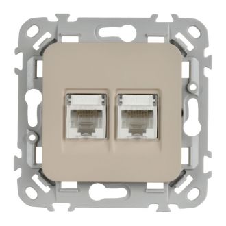 FLITE Розетка 2-местная компьютерная RJ45 категория 5Е UTP льняной