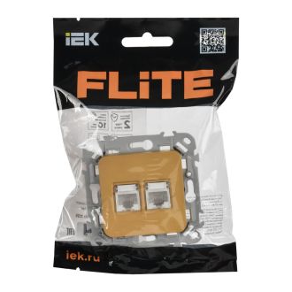 FLITE Розетка 2-местная компьютерная RJ45 категория 5Е UTP шамуа