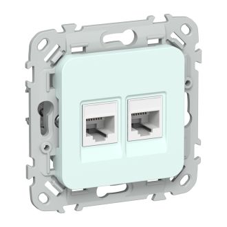 FLITE Розетка 2-местная компьютерная RJ45 категория 5Е UTP холодный лед