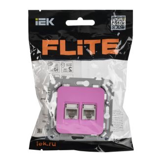 FLITE Розетка 2-местная компьютерная RJ45 категория 5Е UTP пурпурный