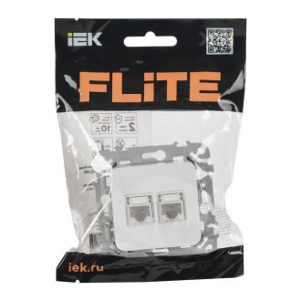 FLITE Розетка 2-местная компьютерная RJ45 категория 6 UTP белый