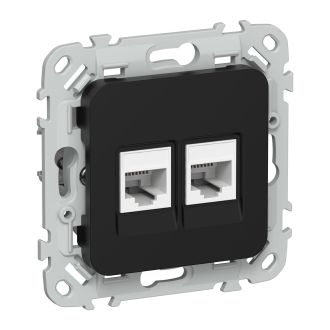 FLITE Розетка 2-местная компьютерная RJ45 категория 6 UTP черный