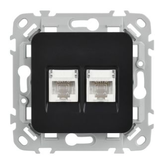 FLITE Розетка 2-местная компьютерная RJ45 категория 6 UTP черный