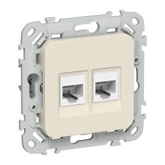 FLITE Розетка 2-местная компьютерная RJ45 категория 6 UTP сливочный