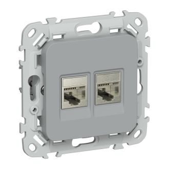 FLITE Розетка 2-местная RJ45/RJ11 категория 5Е/3 STP серый