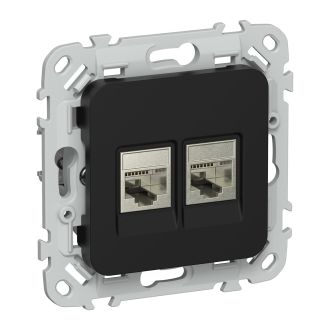 FLITE Розетка 2-местная RJ45/RJ11 категория 6/3 STP черный