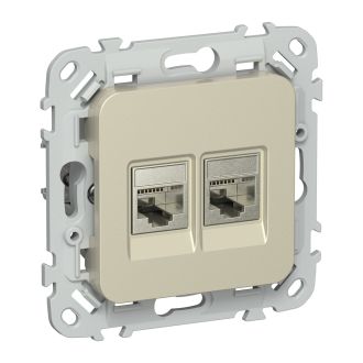 FLITE Розетка 2-местная RJ45/RJ11 категория 6/3 STP шампань