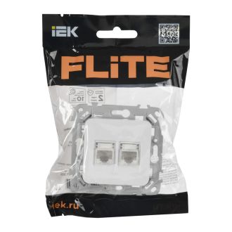 FLITE Розетка 2-местная RJ45/RJ11 категория 5Е/3 UTP белый