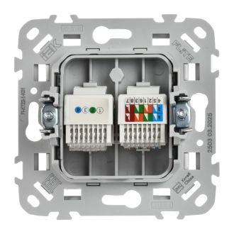 FLITE Розетка 2-местная RJ45/RJ11 категория 5Е/3 UTP белый