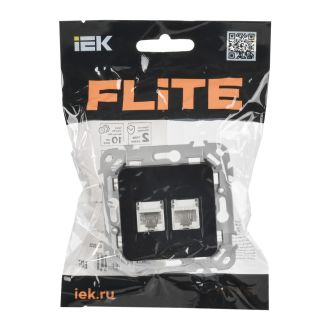 FLITE Розетка 2-местная RJ45/RJ11 категория 5Е/3 UTP черный