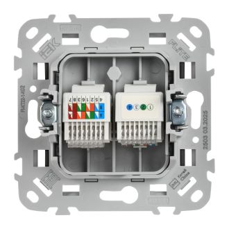 FLITE Розетка 2-местная RJ45/RJ11 категория 5Е/3 UTP черный