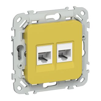 FLITE Розетка 2-местная RJ45/RJ11 категория 5Е/3 UTP желтый карри