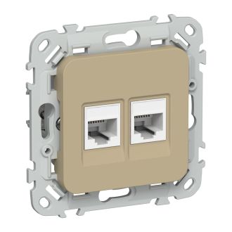 FLITE Розетка 2-местная RJ45/RJ11 категория 5Е/3 UTP хаки