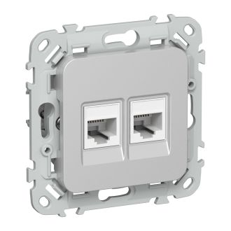 FLITE Розетка 2-местная RJ45/RJ11 категория 6/3 UTP алюминий