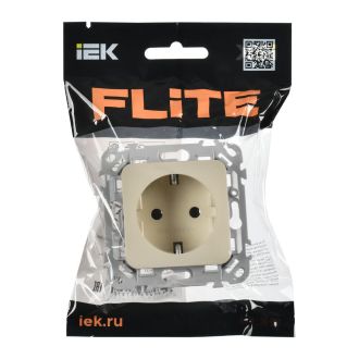 FLITE Розетка с заземлением без защитных шторок безвинтовое крепление 16А сливочный