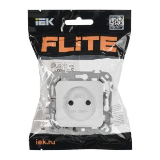 FLITE Розетка без заземления с защитными шторками безвинтовое крепление 10А белый