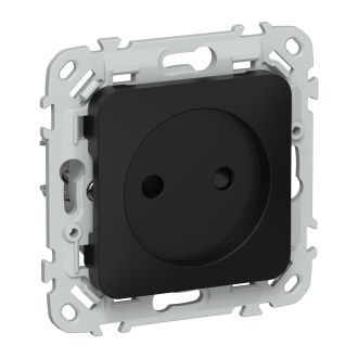 FLITE Розетка без заземления с защитными шторками безвинтовое крепление 10А черный