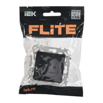 FLITE Розетка без заземления с защитными шторками безвинтовое крепление 10А черный