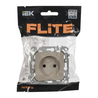 FLITE Розетка без заземления с защитными шторками безвинтовое крепление 10А льняной