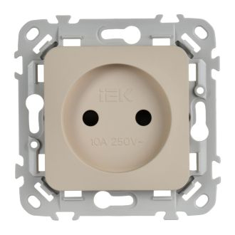 FLITE Розетка без заземления с защитными шторками безвинтовое крепление 10А льняной