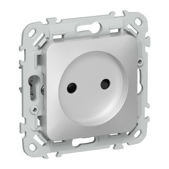 FLITE Розетка без заземления с защитными шторками 10А алюминий