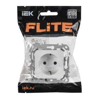FLITE Розетка с заземлением с защитными шторками безвинтовое крепление 16А белый