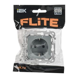 FLITE Розетка с заземлением с защитными шторками безвинтовое крепление 16А серый