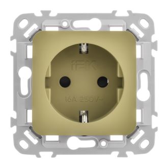 FLITE Розетка с заземлением с защитными шторками безвинтовое крепление 16А оливковый