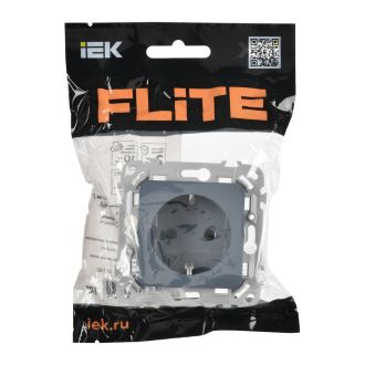 FLITE Розетка с заземлением с защитными шторками безвинтовое крепление 16А маренго