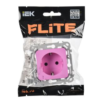 FLITE Розетка с заземлением с защитными шторками безвинтовое крепление 16А пурпурный