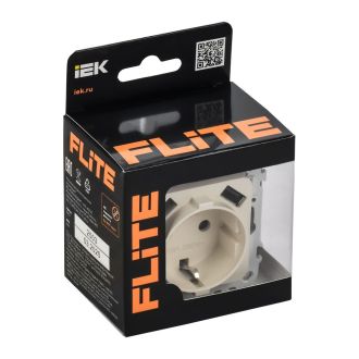 FLITE Розетка 1-местная с заземлением с защитными шторками 16А с USB A+A 3,1А безвинтовое крепление сливочный