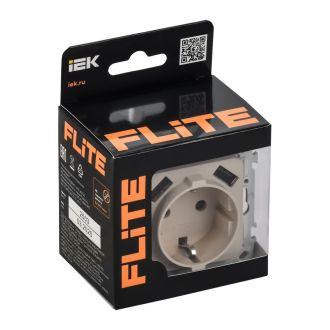 FLITE Розетка 1-местная с заземлением с защитными шторками 16А с USB A+A 3,1А безвинтовое крепление льняной