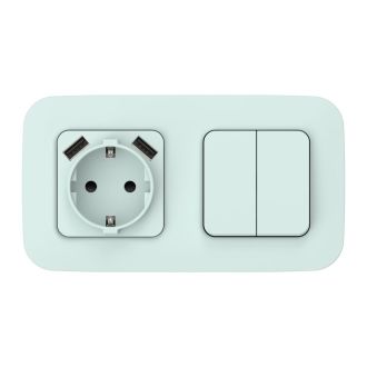 FLITE Розетка 1-местная с заземлением с защитными шторками 16А с USB A+A 3,1А безвинтовое крепление холодный лед