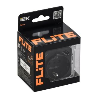 FLITE Розетка 1-местная с заземлением с защитными шторками 16А с USB A+C 20Вт безвинтовое крепление черный