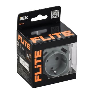 FLITE Розетка 1-местная с заземлением с защитными шторками 16А с USB A+C 20Вт безвинтовое крепление серый