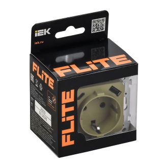 FLITE Розетка 1-местная с заземлением с защитными шторками 16А с USB A+C 20Вт безвинтовое крепление оливковый