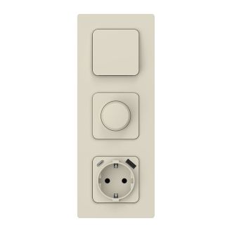 FLITE Розетка 1-местная с заземлением с защитными шторками 16А с USB A+C 20Вт безвинтовое крепление сливочный