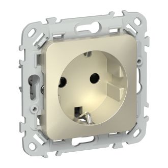 FLITE Розетка с заземлением с защитными шторками 16А шампань