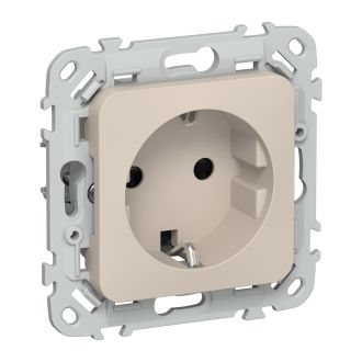FLITE Розетка с заземлением с защитными шторками 16А льняной