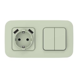 FLITE Розетка 1-местная с заземлением с защитными шторками 16А с USB A+A 3,1А панг