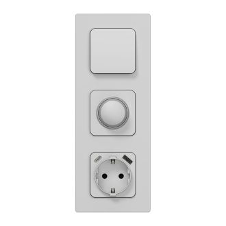 FLITE Розетка 1-местная с заземлением с защитными шторками 16А с USB A+C 20Вт алюминий