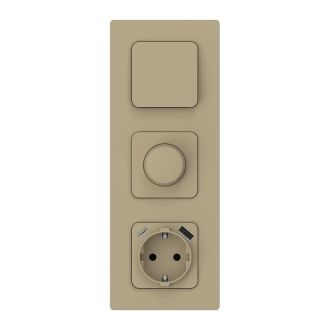 FLITE Розетка 1-местная с заземлением с защитными шторками 16А с USB A+C 20Вт хаки