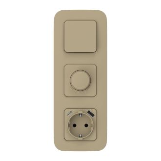 FLITE Розетка 1-местная с заземлением с защитными шторками 16А с USB A+C 20Вт хаки